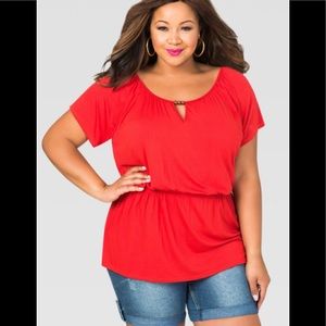 BEADED KEYHOLE PEASANT TOP